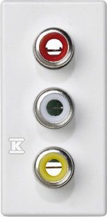 Płytka K45/2 złącz 3-krotna RCA (CINCH) 22,5x45mm + wkłady, zaciski śrubowe, biały