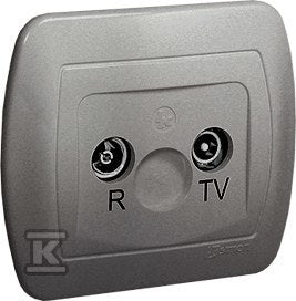 Gniazdo antenowe R-TV przelotowe, tłum. 10 dB, aluminiowy, AKORD