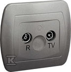 Gniazdo antenowe R-TV przelotowe, tłum. 10 dB, aluminiowy, AKORD