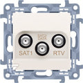 Gniazdo antenowe satelitarne podwójne SAT-SAT-RTV (moduł), 1x wejście: 5 MHz-2,4 GHz, krem, SIMON10