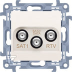 Gniazdo antenowe satelitarne podwójne SAT-SAT-RTV (moduł), 1x wejście: 5 MHz-2,4 GHz, krem, SIMON10