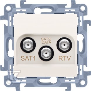 Gniazdo antenowe satelitarne podwójne SAT-SAT-RTV (moduł), 1x wejście: 5 MHz-2,4 GHz, krem, SIMON10