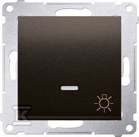 Przycisk ?światło? z podświetleniem LED (moduł) 10AX, 250V AC, szybkozłącza, brąz mat (met.)