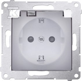 Gniazdo Schuko do wersji IP44 z przesłonami z uszczelką ramki (moduł) 16A, 250V~, zaciski śrubowe, klapka transparentna, biały, SIMON54