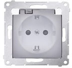 Gniazdo Schuko do wersji IP44 z przesłonami z uszczelką ramki (moduł) 16A, 250V~, zaciski śrubowe, klapka transparentna, brąz mat, SIMON54