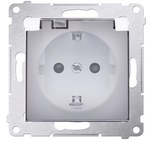 Gniazdo Schuko do wersji IP44 z przesłonami z uszczelką ramki (moduł) 16 A, 250 V~, szybkozłącza. Klapka transparentna: Jasnoszary mat, SIMON55