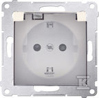 Gniazdo Schuko do wersji IP44 z przesłonami z uszczelką ramki (moduł) 16A, 250V~, zaciski śrubowe, klapka transparentna, kremowy, SIMON54