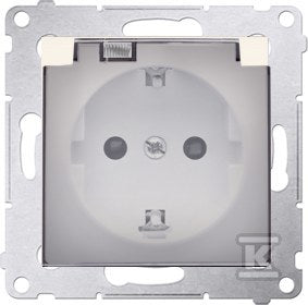 Gniazdo Schuko do wersji IP44 z przesłonami z uszczelką ramki (moduł) 16A, 250V~, zaciski śrubowe, klapka transparentna, kremowy, SIMON54