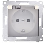 Gniazdo Schuko do wersji IP44 z przesłonami z uszczelką ramki (moduł) 16A, 250V~, zaciski śrubowe, klapka transparentna, biały, SIMON54