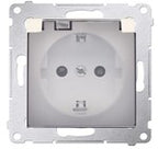 Gniazdo Schuko do wersji IP44 z przesłonami z uszczelką ramki (moduł) 16A, 250V~, zaciski śrubowe, klapka transparentna, biały, SIMON54