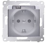 Gniazdo Schuko do wersji IP44 z przesłonami z uszczelką ramki (moduł) 16A, 250V~, zaciski śrubowe, klapka transparentna, biały, SIMON54