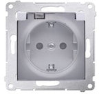 Gniazdo Schuko do wersji IP44 z przesłonami z uszczelką ramki (moduł) 16 A, 250 V~, szybkozłącza. Klapka transparentna: Czarny mat, SIMON55
