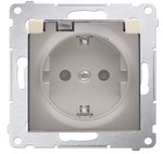 Gniazdo Schuko do wersji IP44 z przesłonami z uszczelką ramki (moduł) 16A, 250V~, zaciski śrubowe, klapka transparentna, biały, SIMON54