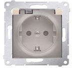 Gniazdo Schuko do wersji IP44 z przesłonami z uszczelką ramki (moduł) 16 A, 250 V~, szybkozłącza. Klapka transparentna: Czarny mat, SIMON55