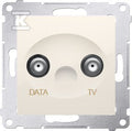 Gniazdo TV-DATA. Dwa porty wyjściowe typu "F" (moduł). Częstotliwość dla wejścia 5-1000 MHz, kremowy, SIMON54