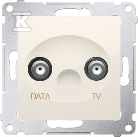 Gniazdo TV-DATA. Dwa porty wyjściowe typu "F" (moduł). Częstotliwość dla wejścia 5-1000 MHz, kremowy, SIMON54