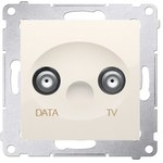 Gniazdo TV-DATA. Dwa porty wyjściowe typu "F" (moduł). Częstotliwość dla wejścia 5-1000 MHz, czarny mat Simon54