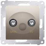 Gniazdo TV-DATA. Dwa porty wyjściowe typu "F" (moduł). Częstotliwość dla wejścia 5-1000 MHz, czarny mat Simon54