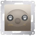 Gniazdo TV-DATA. Dwa porty wyjściowe typu "F" (moduł). Częstotliwość dla wejścia 5-1000 MHz, czarny mat Simon54
