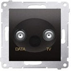 Gniazdo TV-DATA. Dwa porty wyjściowe typu "F" (moduł). Częstotliwość dla wejścia 5-1000 MHz, czarny mat Simon54