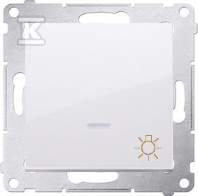 Przycisk światło z podświetleniem LED (moduł) 16AX, 250V~, zaciski śrubowe, biały, SIMON54