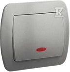 Łącznik jednobiegunowy z podświetleniem, 10AX, 250V~, zaciski śrubowe, aluminiowy, AKORD