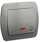Łącznik jednobiegunowy z podświetleniem, 10AX, 250V~, zaciski śrubowe, aluminiowy, AKORD