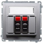 Gniazdo głośnikowe 1-krotne z polem opisowym (moduł). Przekrój przew. dla wejścia i wyjścia 2,5 mm2. Mocowanie na łapki i wkręty, stal inox, BASIC MODUŁ