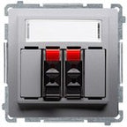Gniazdo głośnikowe 1-krotne z polem opisowym (moduł). Przekrój przew. dla wejścia i wyjścia 2,5 mm2. Mocowanie na łapki i wkręty, stal inox, BASIC MODUŁ