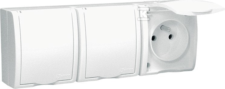 Gniazdo z uziemnieniem 3-krotne n/t IP54 AQGZ1-3/11 Aquarius biały