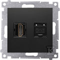 Gniazdo HDMI + RJ45 kat.6. (moduł), czarny mat Simon54