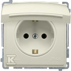 Gniazdo wtyczkowe Schuko do wersji IP44 (moduł) 16A, 250V~, zaciski śrubowe, beż, BASIC MODUŁ