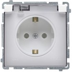 Gniazdo wtyczkowe Schuko do wersji IP44 (moduł) 16A, 250V~, zaciski śrubowe, satynowy. Klapka transparentna, BASIC MODUŁ