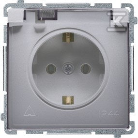 Gniazdo wtyczkowe Schuko do wersji IP44 (moduł) 16A, 250V~, zaciski śrubowe, stal inox. Klapka transparentna, BASIC MODUŁ