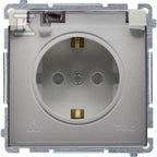 Gniazdo wtyczkowe Schuko do wersji IP44 (moduł) 16A, 250V~, zaciski śrubowe, satynowy. Klapka transparentna, BASIC MODUŁ