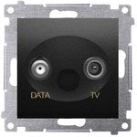 Gniazdo TV-DATA. Dwa porty wyjściowe typu "F" (moduł). Częstotliwość dla wejścia 5-1000 MHz, kremowy, SIMON54