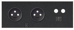 Panel 3-krotny: 2 gniazda + 1 TV + 1 RJ45, czarny mat, SIMON100