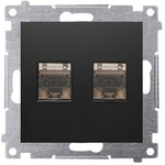 Gniazdo komputerowe podwójne RJ45 kategoria 6 ekranowane z przesłoną przeciwkurzową, biały Simon54