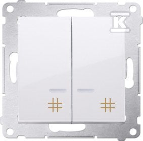 Łącznik krzyżowy podwójny z podświetleniem (moduł) 10AX, 250V~, szybkozłącza, biały, SIMON54