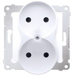 Gniazdo wtyczkowe bez uziemienia z przesłonami podwójne do RAMEK NATURE (moduł) 16A, 250V AC, zaciski śrubowe złoty (met.) SIMON54 NATURE