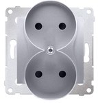 Gniazdo wtyczkowe bez uziemienia z przesłonami podwójne do RAMEK NATURE (moduł) 16A, 250V AC, zaciski śrubowe złoty (met.) SIMON54 NATURE