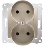 Gniazdo wtyczkowe bez uziemienia z przesłonami podwójne do RAMEK NATURE (moduł) 16A, 250V AC, zaciski śrubowe antracyt (met.) SIMON54 NATURE