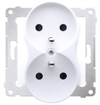 Gniazdo wtyczkowe z uziemieniem z przesłonami podwójne do RAMEK NATURE (moduł) 16A, 250V AC, zaciski śrubowe krem Simon54