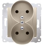 Gniazdo wtyczkowe z uziemieniem z przesłonami podwójne do RAMEK NATURE (moduł) 16A, 250V AC, zaciski śrubowe krem Simon54
