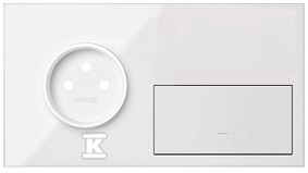 Panel 2-krotny: 1 gniazdo + 1 klawisz + 1 zaślepka, biały, SIMON100