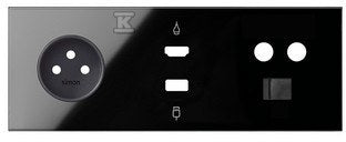 Panel 3-krotny: 1 gniazdo + 1 HDMI + 1 USB + 1 TV + 1 RJ45, czarny, SIMON100
