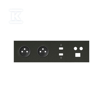 Panel 4-krotny: 2 gniazda + HDMI + USB + TV/SAT+ RJ45, czarny mat, SIMON100