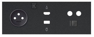 Panel 3-krotny: 1 gniazdo + 1 HDMI + 1 USB + 1 TV + 1 RJ45, czarny mat, SIMON100