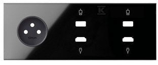 Panel 3-krotny: 1 gniazdo + 1 HDMI + 1 USB + 1 HDMI + 1 USB, czarny, SIMON100