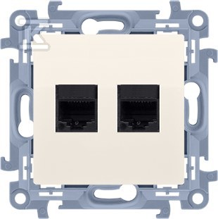 Gniazdo komputerowe podwójne RJ45 kategoria 6 ekranowane (moduł), beż Simon10